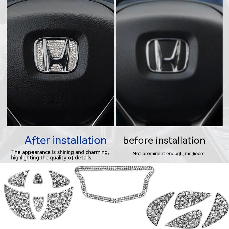 Zinc alloy diamond decorative sticker for Toyota car steering wheel centre.