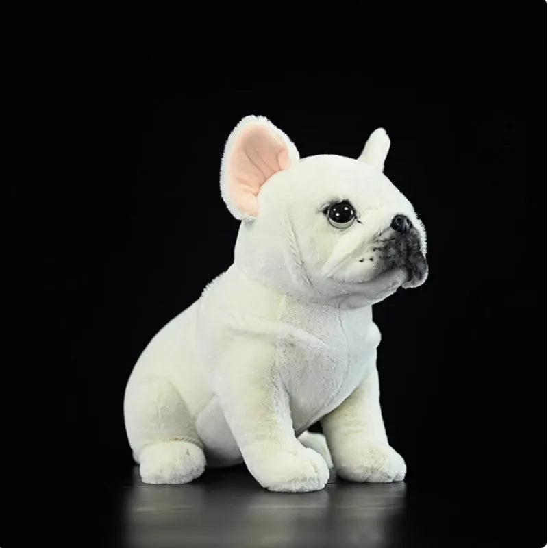 Cream French dog plush toy standing, 23 cm tall, with soft plush fur and PP cotton filling