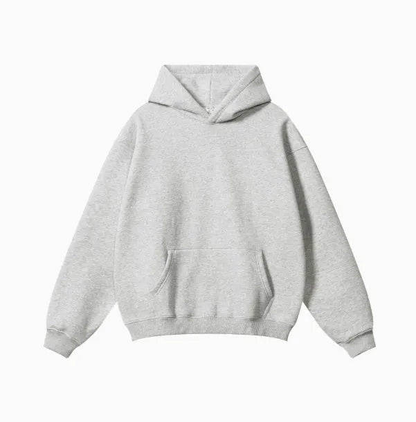 Men's cotton terry hooded sweater in loose fit with drop shoulder sleeves