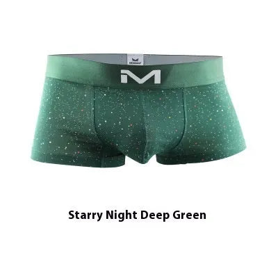 Men's cotton low-waist boxer shorts in starry sky black, breathable summer underwear
