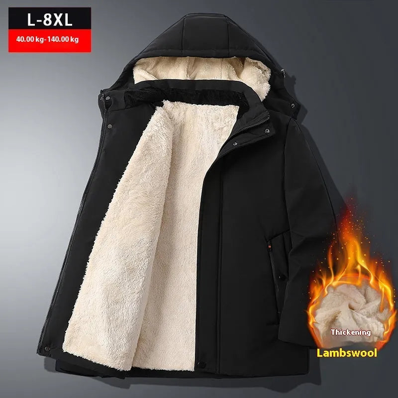 Men's thick cotton jacket in solid black, with zipper pocket and cardigan style, regular fit