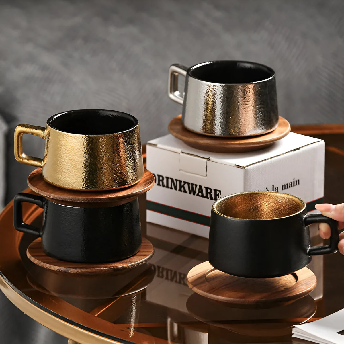 Gold or silver electroplated 250ml office gift tumbler coffee cup in gift box