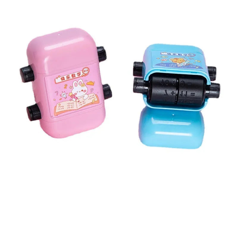 Children's plastic photosensitive maths practice seal for addition subtraction multiplication division training in blue colour