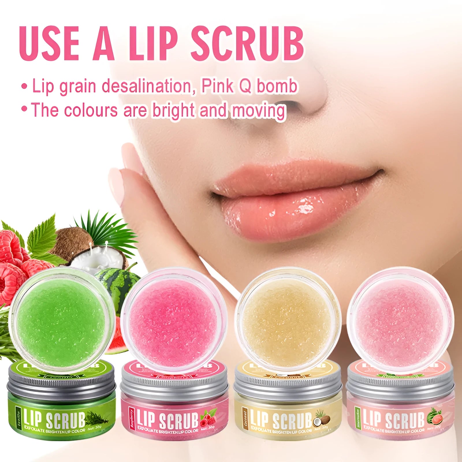 Amatoni lip scrub cream pot in 30g size for exfoliating and moisturising lips.