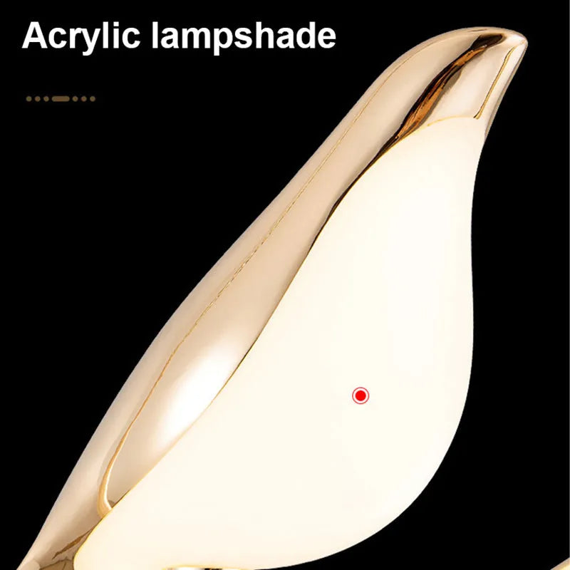 Modern minimalist magpie bird silhouette chandelier made of zinc alloy and clear acrylic, 150cm tall.