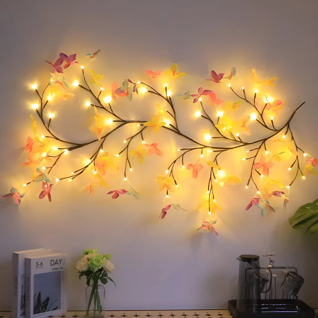 1.8 metre tall LED butterfly tree rattan lamp with colourful decorations and flexible branches