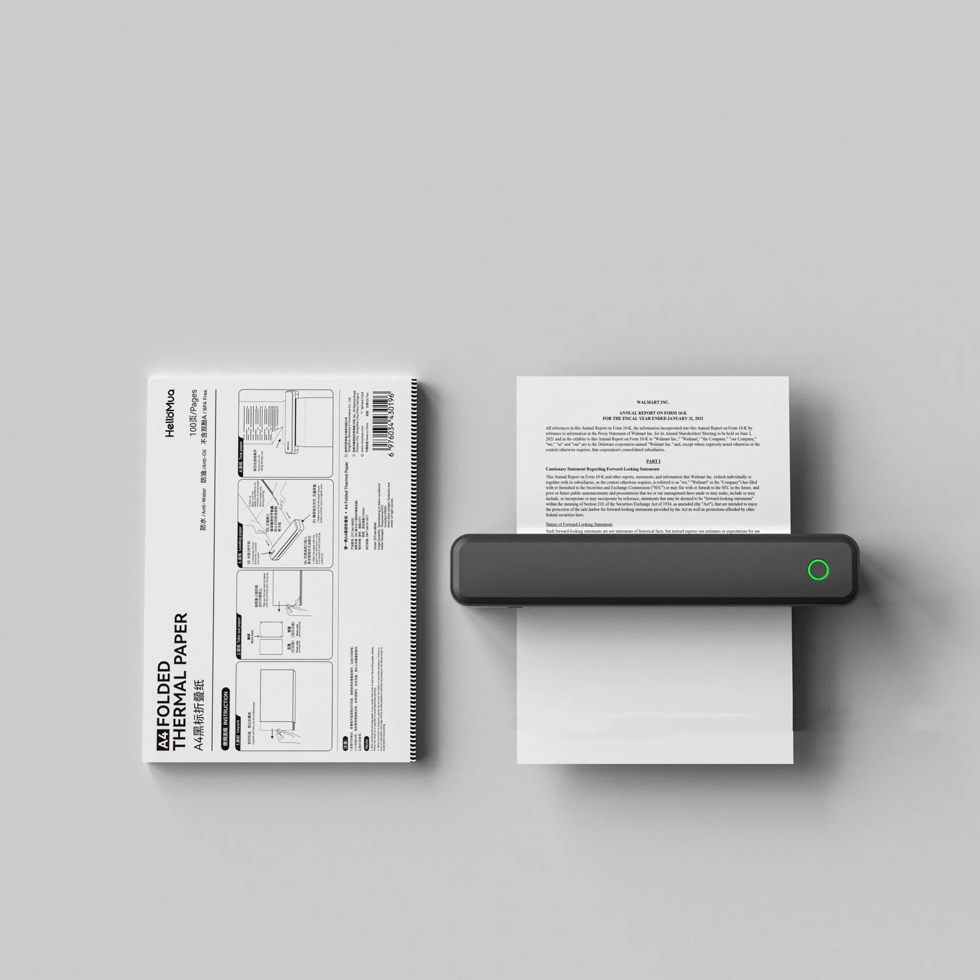 Compact black or white thermal printer with Bluetooth connectivity for mobile phones