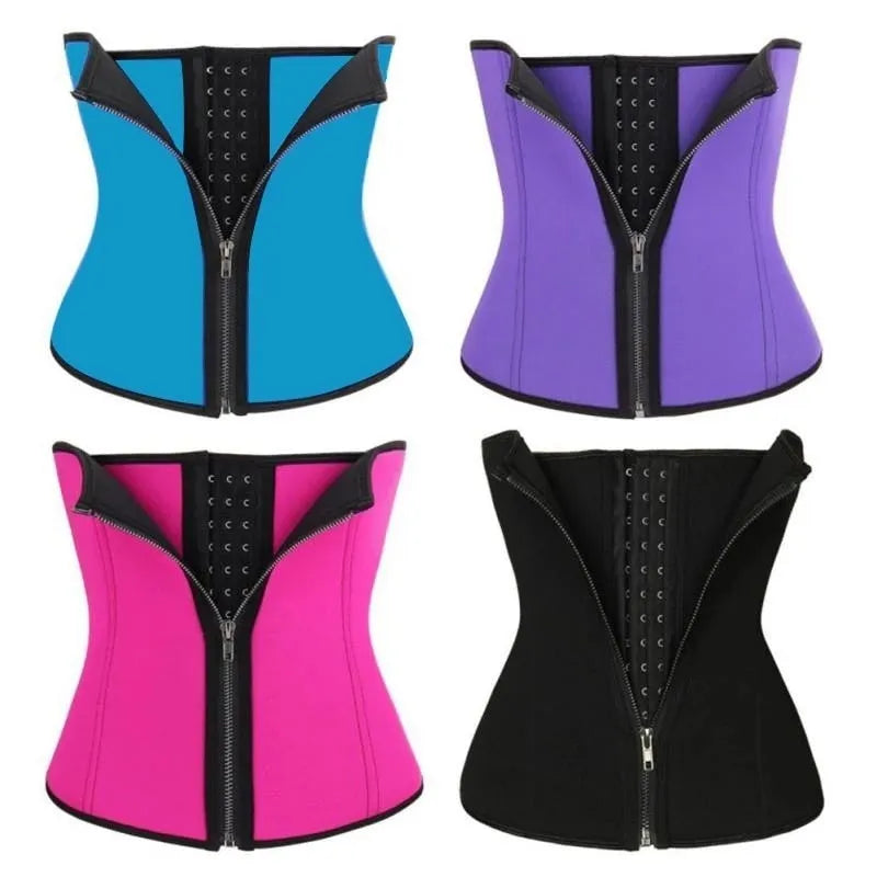 Breasted neoprene belly band corset in black colour showing abdominal compression design