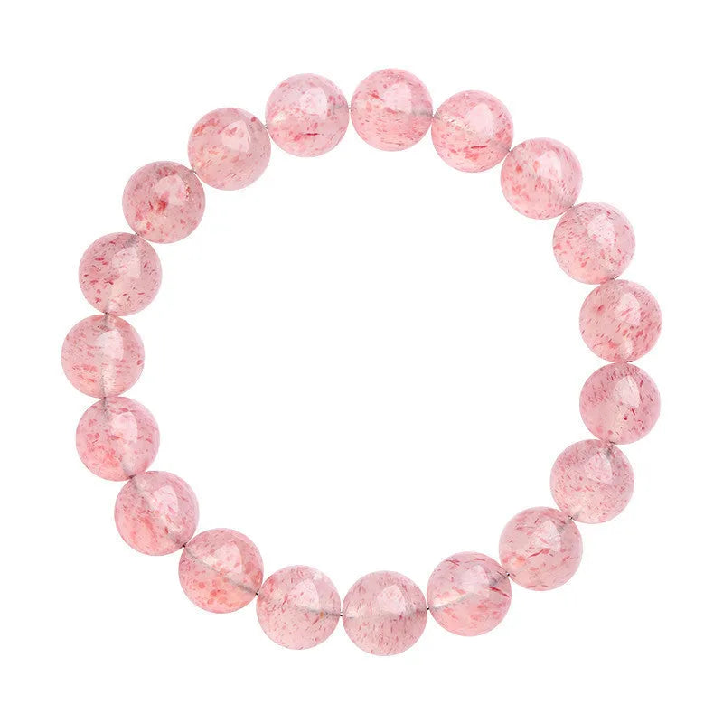 Natural strawberry quartz crystal bracelet with white water geometric beads