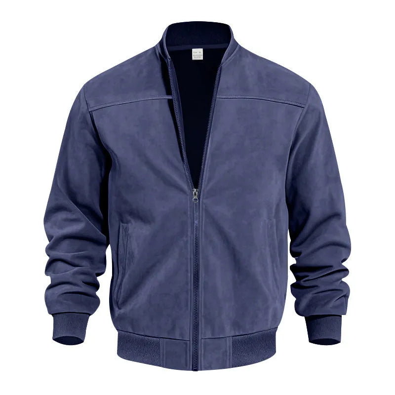 Men's plus size suede jacket with zipper front in multiple colour options