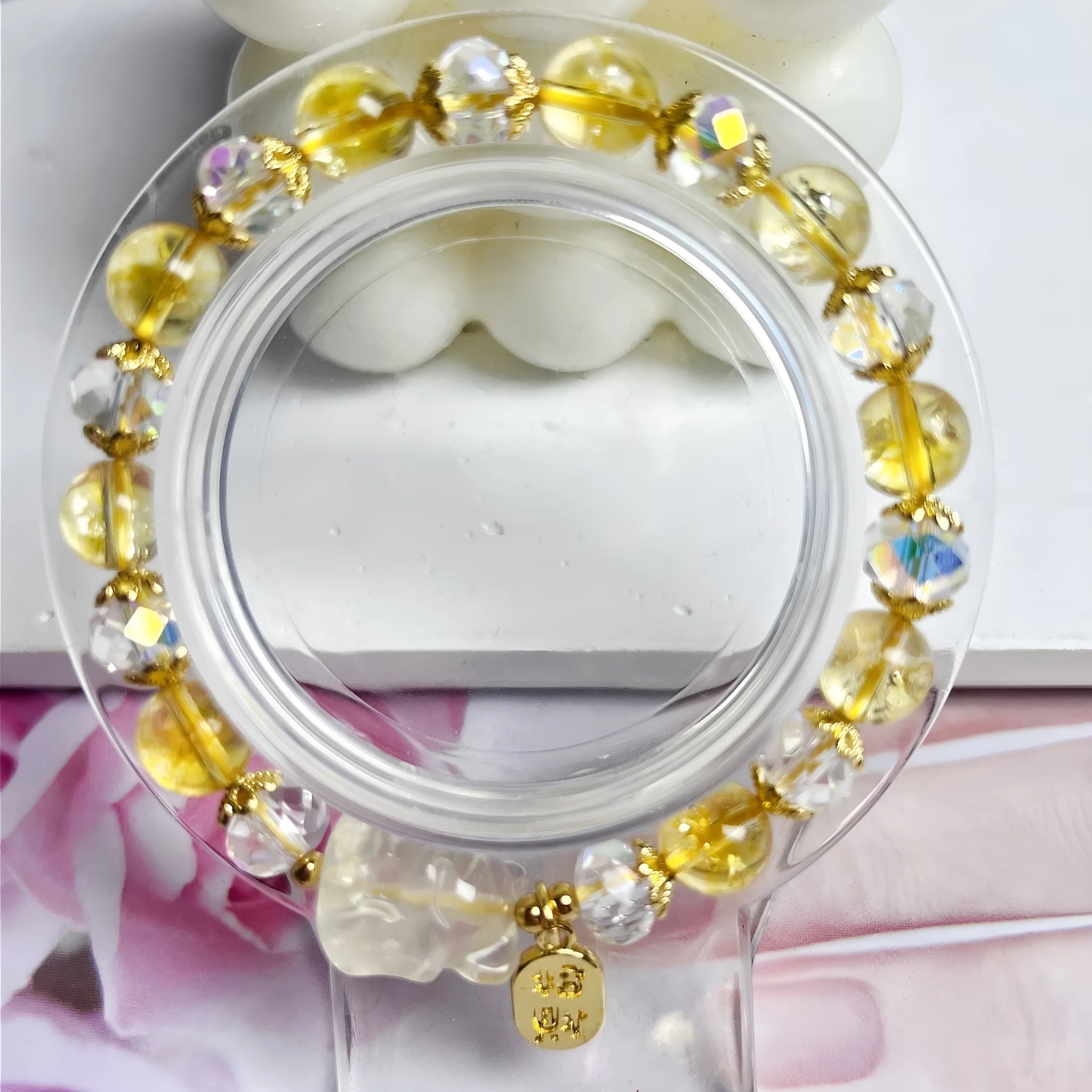 Handcrafted nine-tail fox bracelet made from natural citrine crystal for women