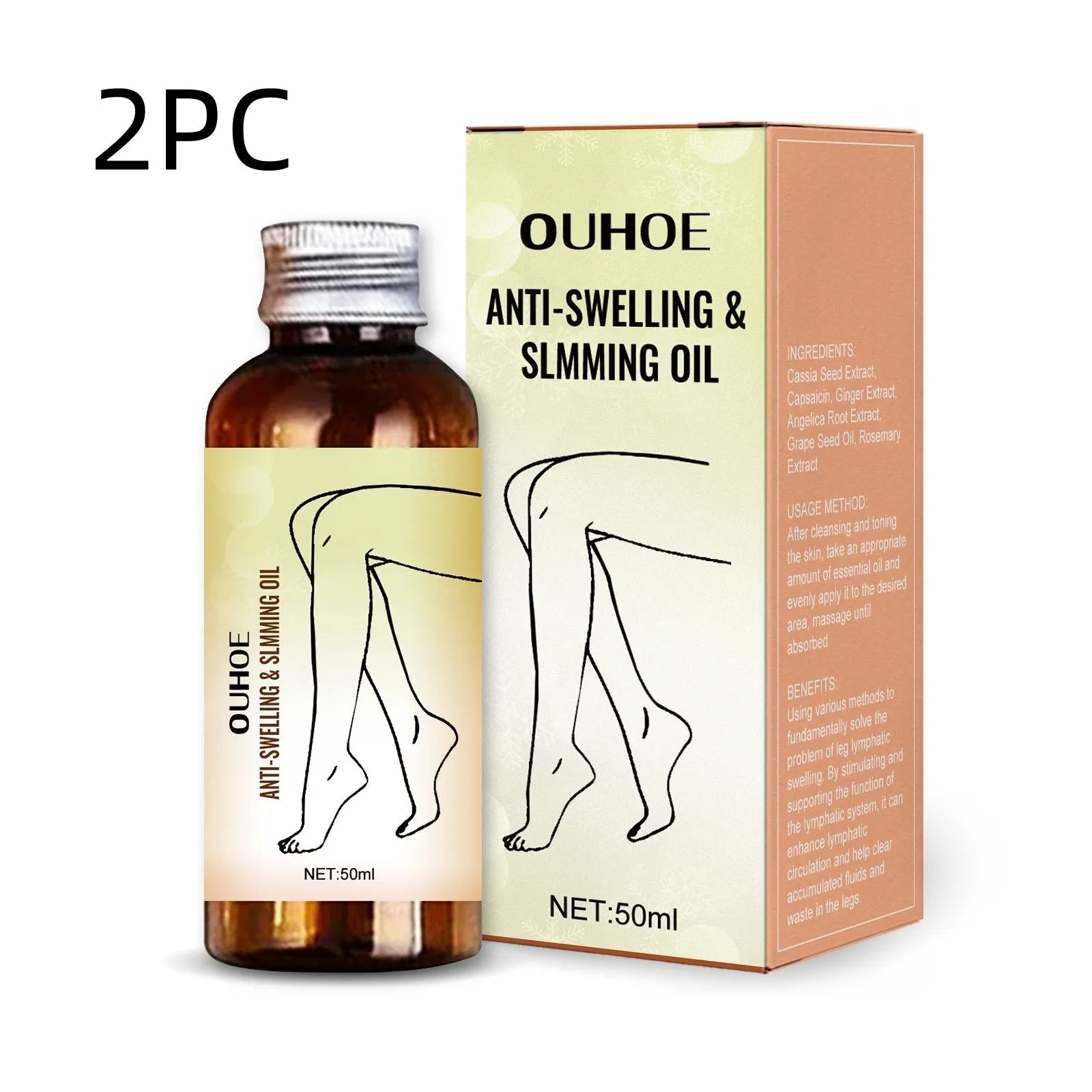 50ml bottle of moisturising essential oil for body care with six botanical extracts