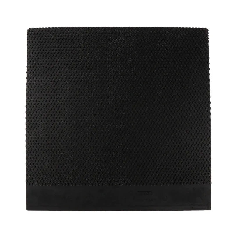 Single-sided table tennis rubber sheet with small pimple texture in black and red colours