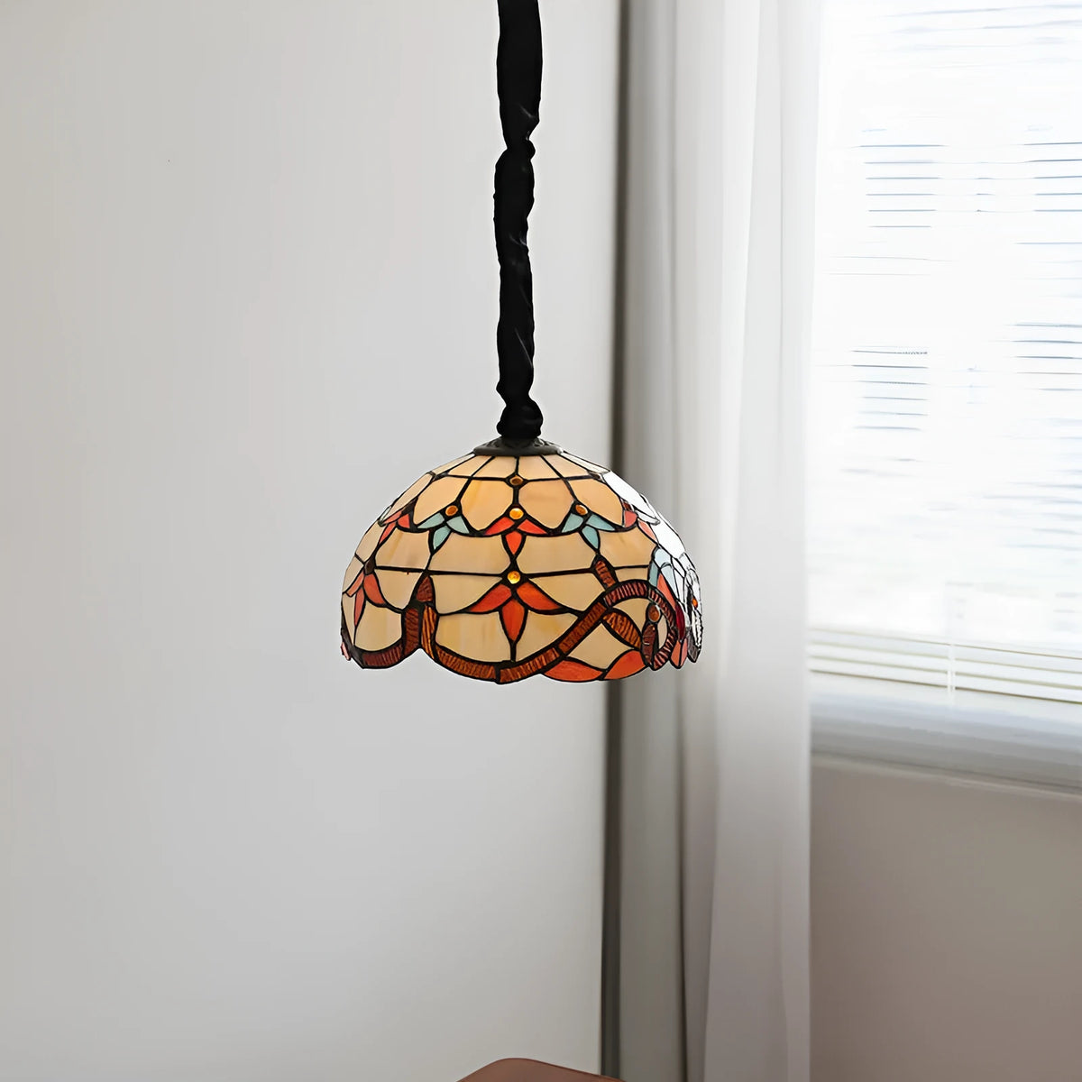Hand woven glass pendant lamp MD-1027 with decorative Mediterranean-style lampshade