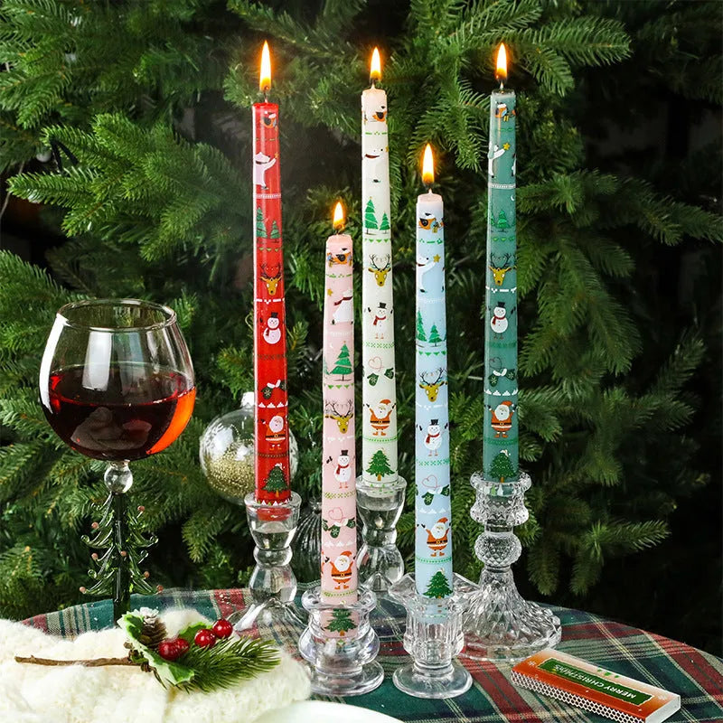 Home Christmas banquet decoration atmosphere paraffin cylinder candle in bright red, 2.2x25cm with 5-8 hour burn