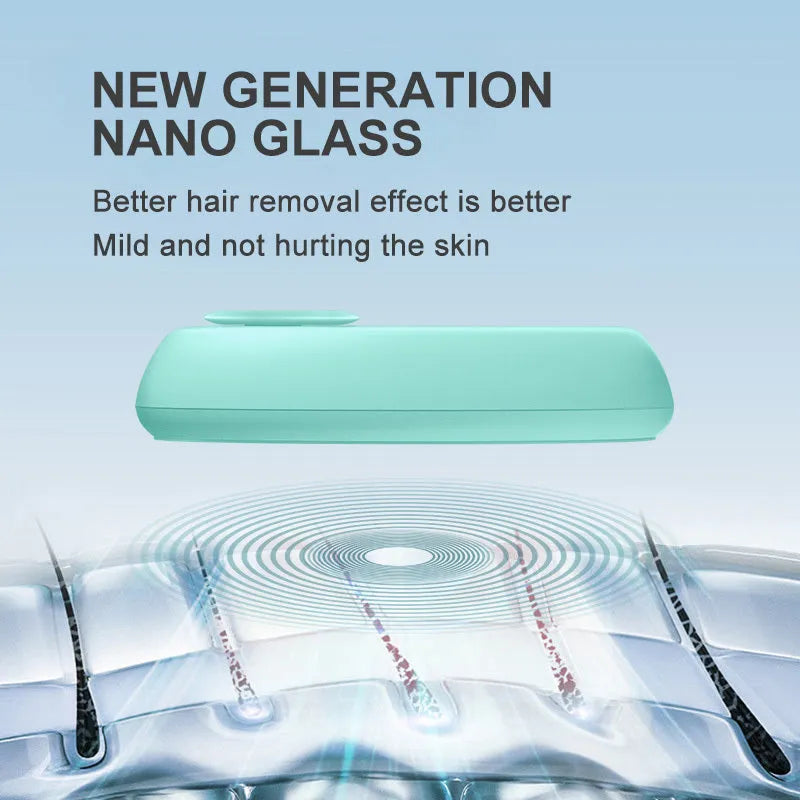 CJEER crystal hair removal tool with nano-glass surface and metal finger ring in green colour