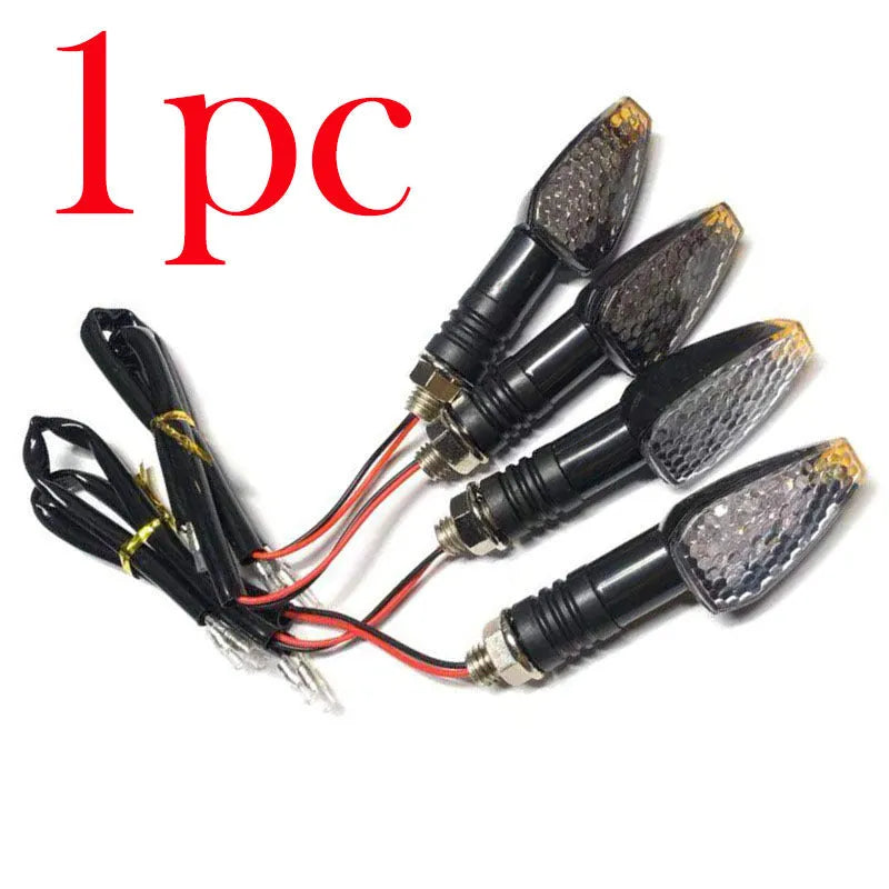 Motorcycle LED turn signal light 85mm length blackened shell yellow light for 12V DC bikes