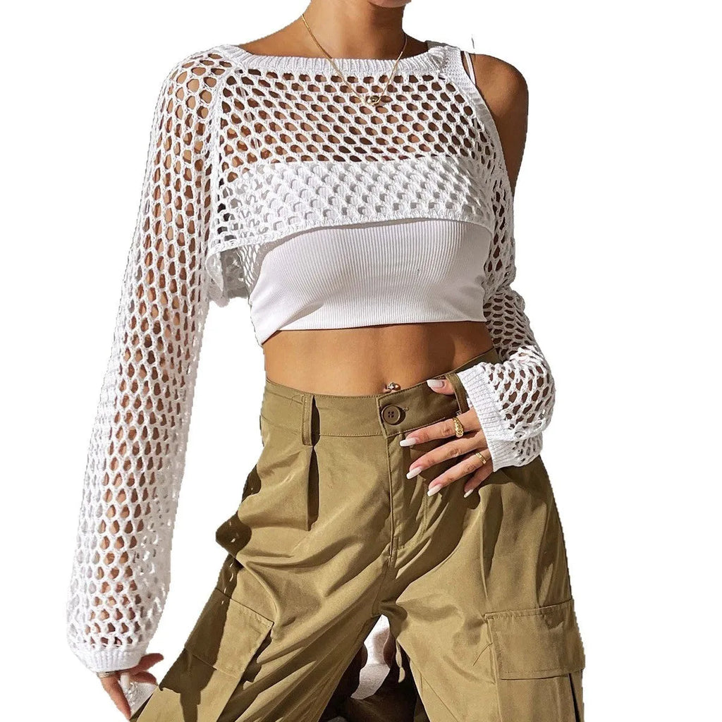 Mesh beach shirt with hollowed navel design in polypropylene fibre available in six colours