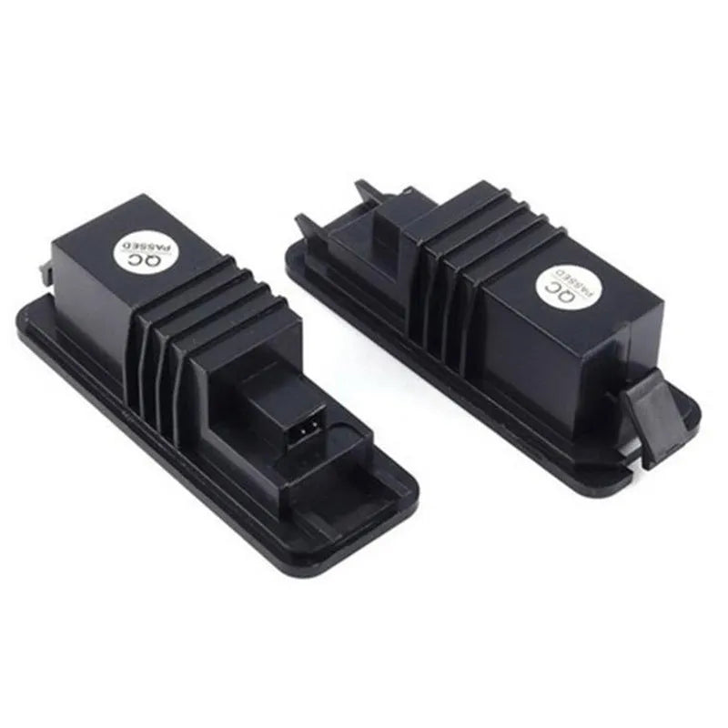 Two Volkswagen LED licence plate light units with built-in CANBUS for Golf, Polo, Phaeton models.