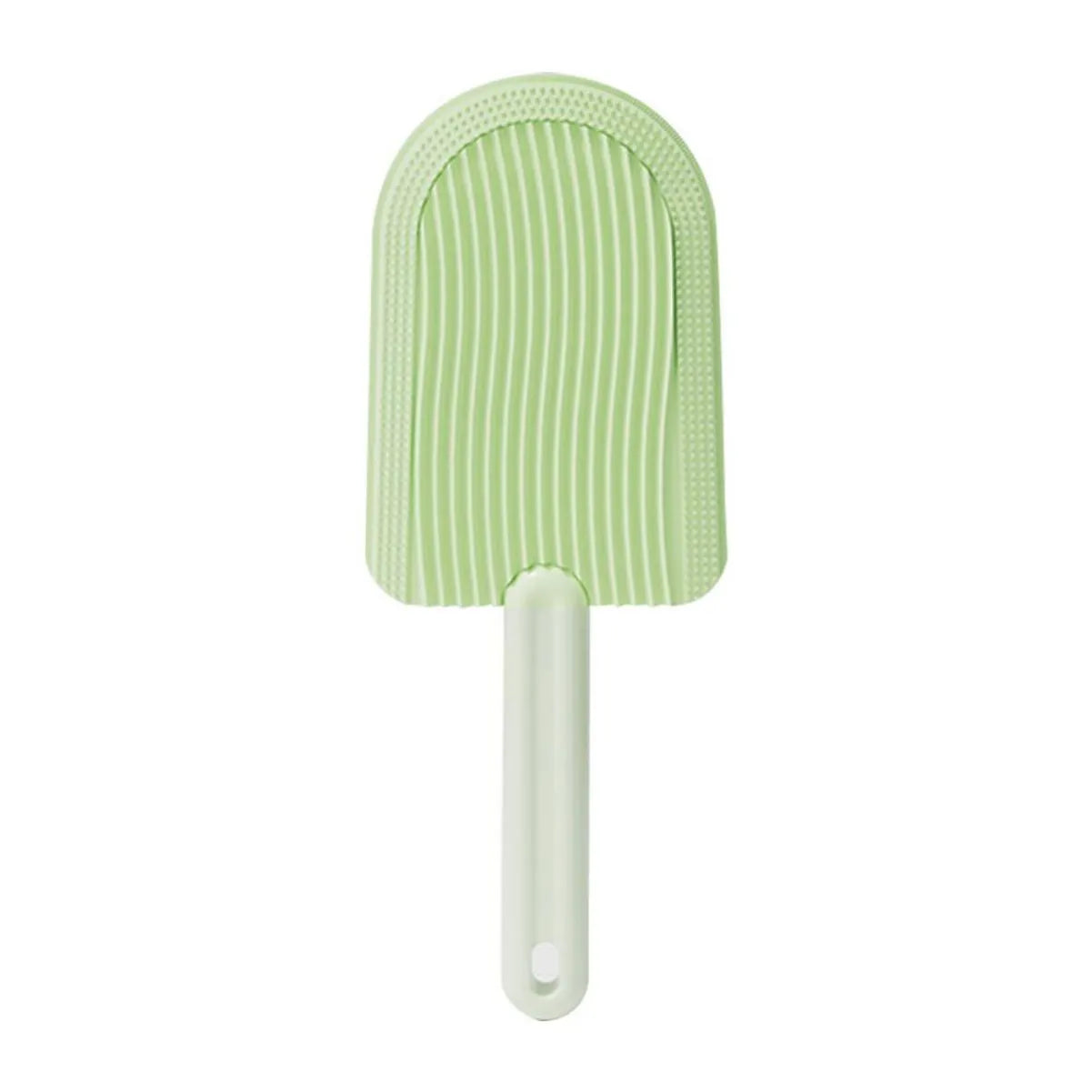 Foldable blue pet grooming brush with soft silicone teeth for cats and dogs