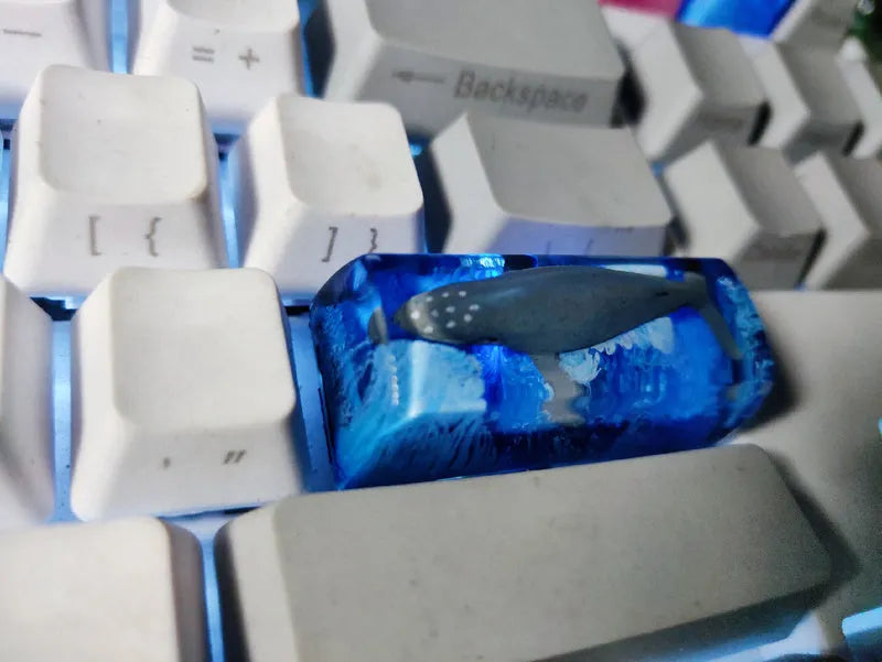 Scenery koi fish pattern resin keycap for Cherry MX switch mechanical keyboard backspace position