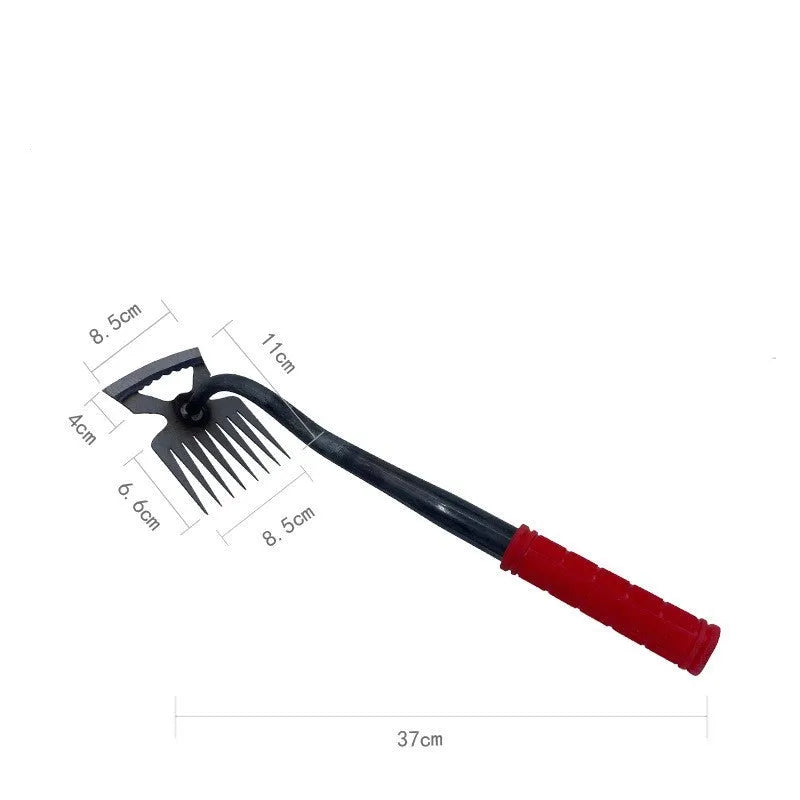 Alloy steel dual-purpose garden hoe rake tool with multiple tooth configuration options