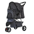 Lightweight folding three-wheeled pet trolley for dogs and cats in black, steel frame, model DTC-803