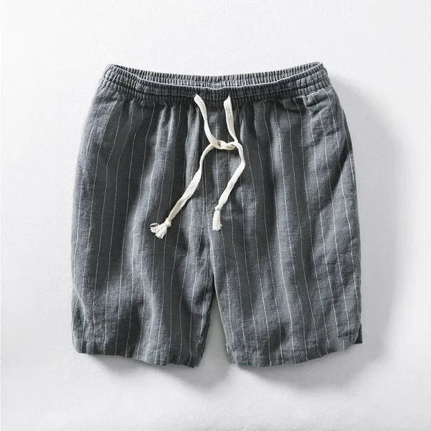 Men's striped cropped summer pants in super soft polyester fabric with straight leg street style