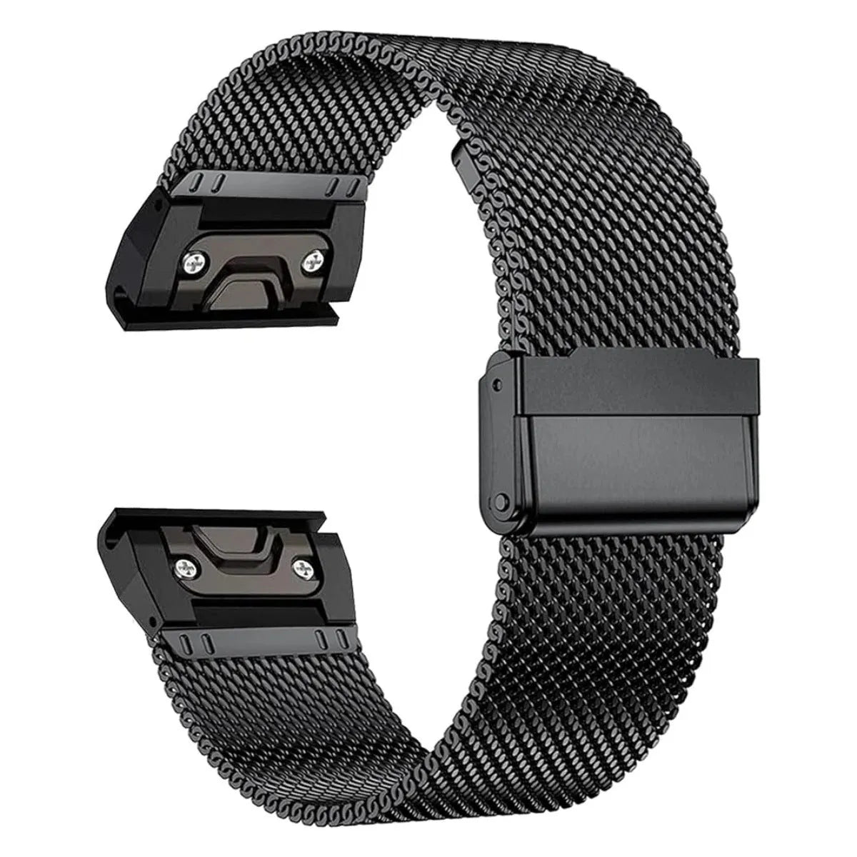 Stainless steel replacement watch strap for Garmin Fenix 7X 7 Pro 6X 6 models in silver, black, gold, rose gold.