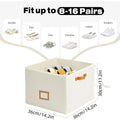 Foldable visual shoe box with grid front and lid, beige, large size 36x36x30cm