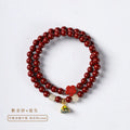 Purple gold cinnabar bead bracelet with lotus decoration and double circle design