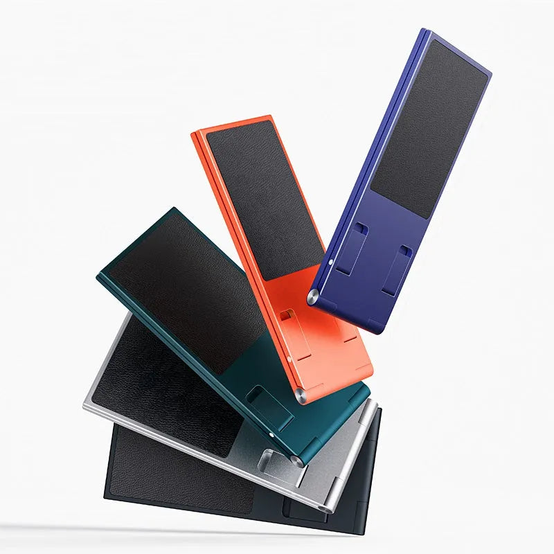 Desktop folding portable mobile phone holder with mirror in metal alloy, T4 Green colour, simple style