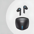 Grey QCY-G1 wireless Bluetooth gaming headset with charging case and ear tips