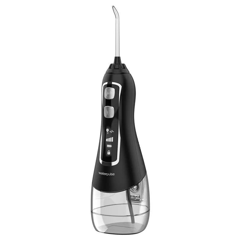 V580 portable electric water toothpick dental irrigator in white, black, blue, and purple colours
