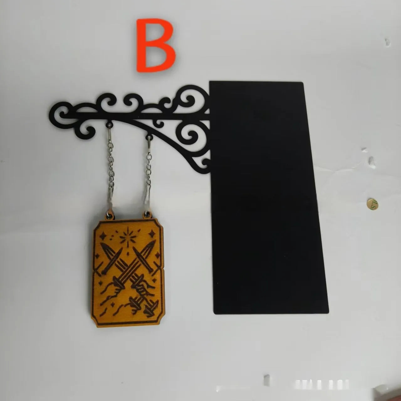 A flat, tavern-themed book nook divider ornament with a wood-effect finish, shown in design style A.