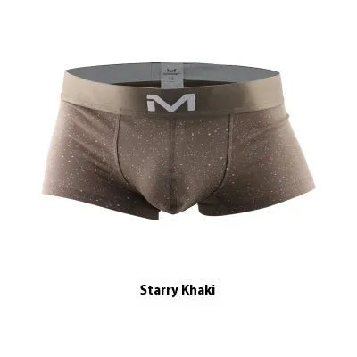 Men's cotton low-waist boxer shorts in starry sky black, breathable summer underwear