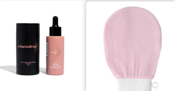 Matte sun tanning black liquid self-tanning set with 50ml drops and 75ml cream in bottles
