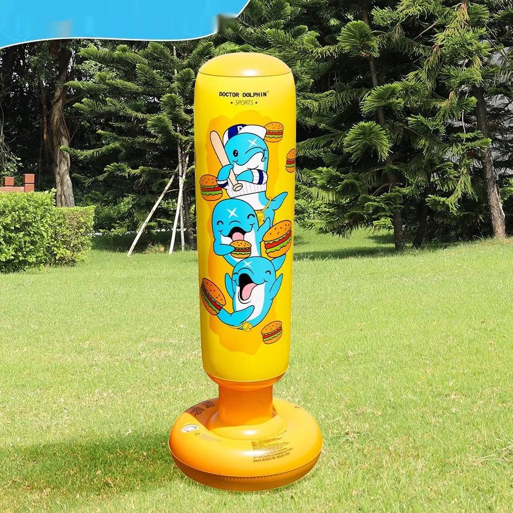 Yellow hamburger pattern inflatable boxing column measuring 120cm tall