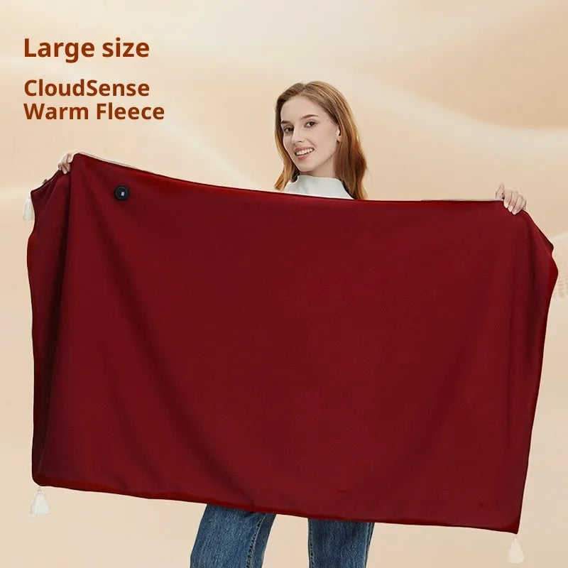 Polyester warm body cover blanket shawl in solid beige colour draped over a chair