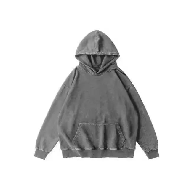 Men's batik washed cotton hoodie in loose fit with drop-shoulder sleeves showing washed colour pattern