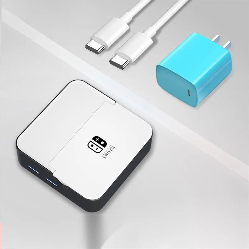 Portable multi-function game console adapter with PVC-aluminium housing and Type-C port for 4K HD projection.