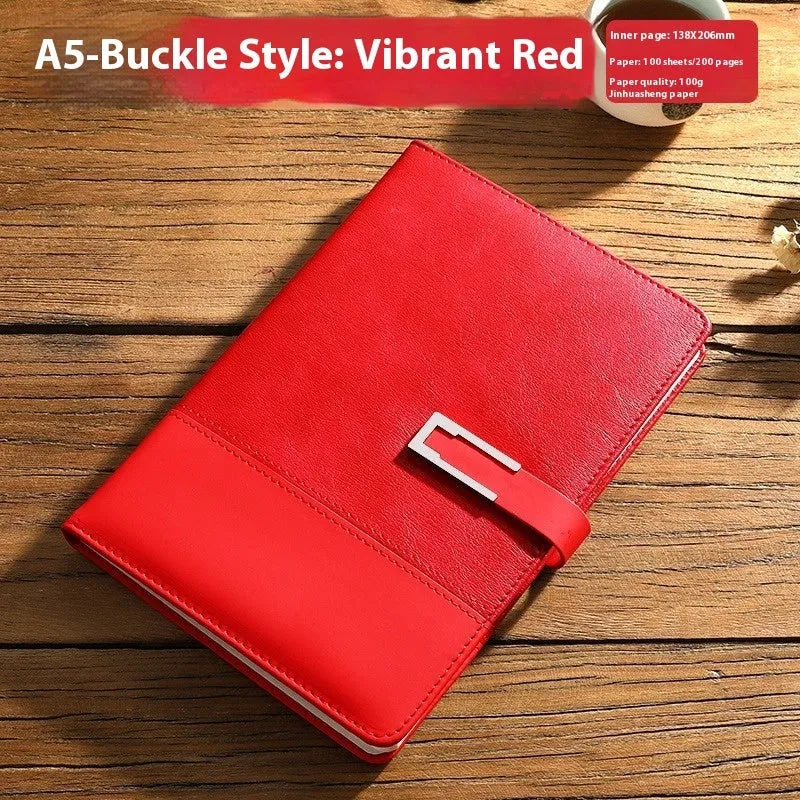 A5 soft leather notebook in business brown colour with wood-free paper pages