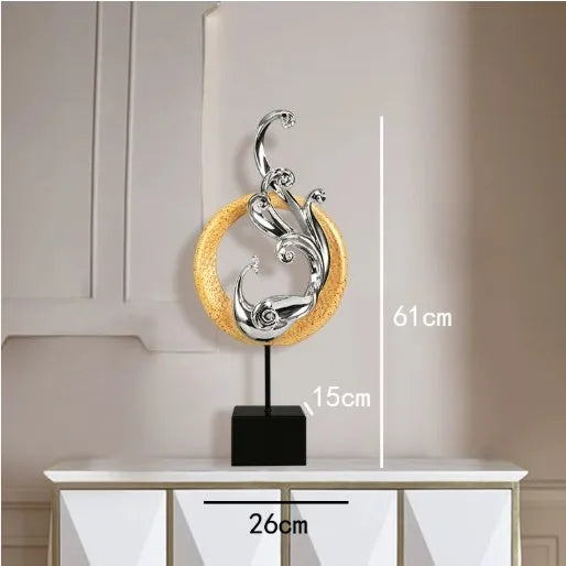 European style synthetic resin Phoenix ornament in rose gold, silver, or red.