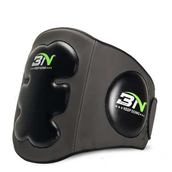 Sanda boxing breast protection target showing waist coverage in dark grey colour