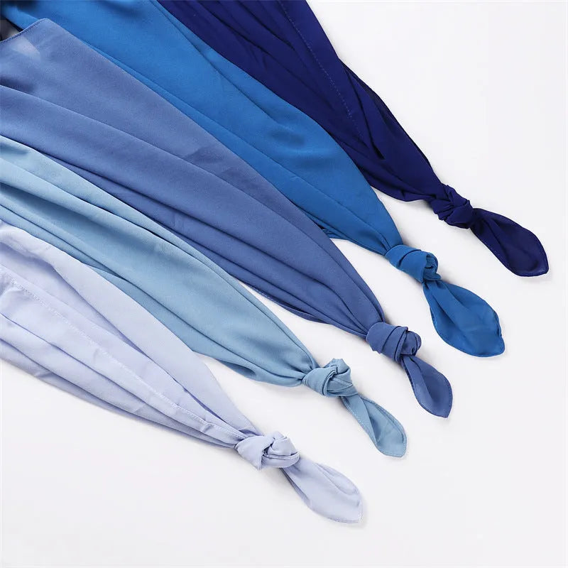 Solid colour pearl chiffon scarf head covering 70x180cm in monochrome shade