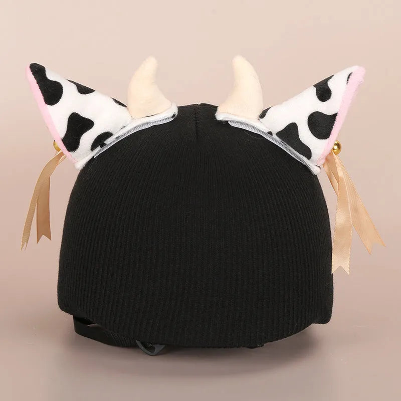 Plush fabric cartoon helmet hat decoration for ski helmets in multiple style variations