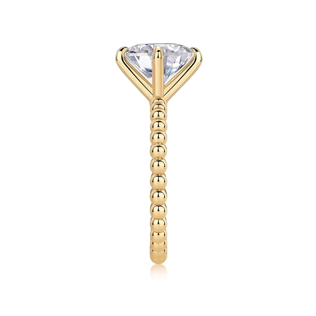 Forget-me-not wedding ring set with 3-carat moissanite in gold-plated S925 silver band on gift box