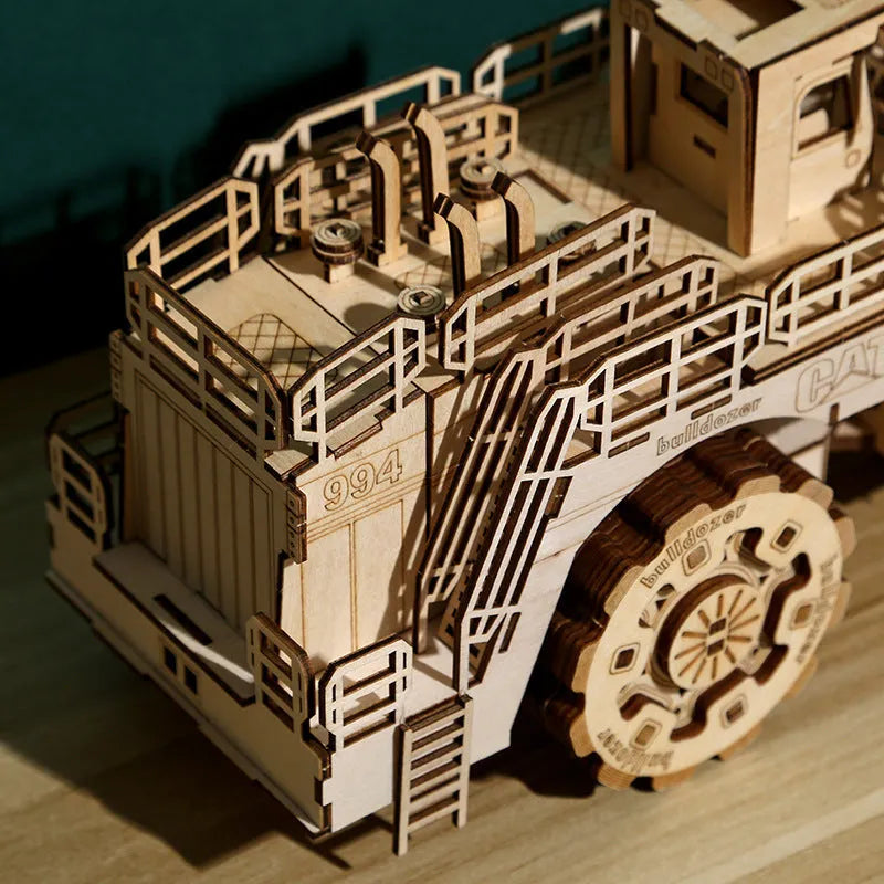 Wooden puzzle forklift building block set with 312 pieces for teenagers aged 7-14