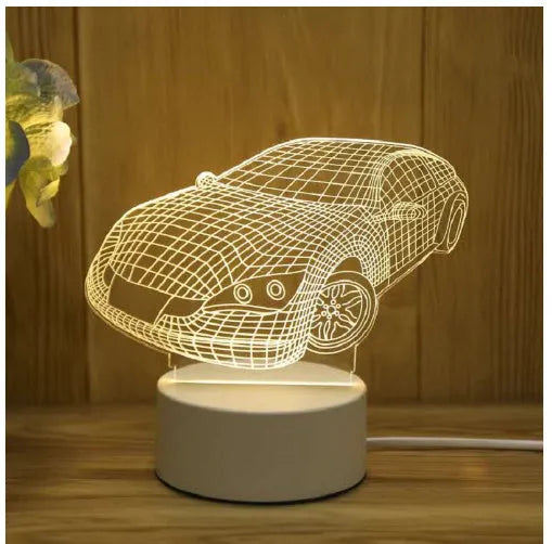 3D acrylic USB LED night light with warm white illumination and transparent panel