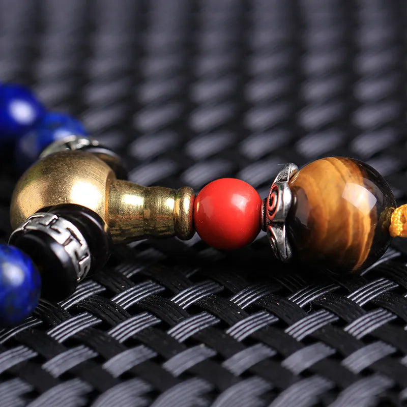 Natural lapis lazuli stone 108 prayer bracelet with animal or zodiac motif beads